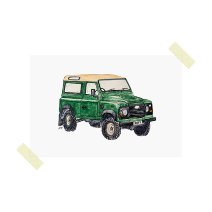 Watercolour Art Print of Vintage Car Classic British Off-Roader