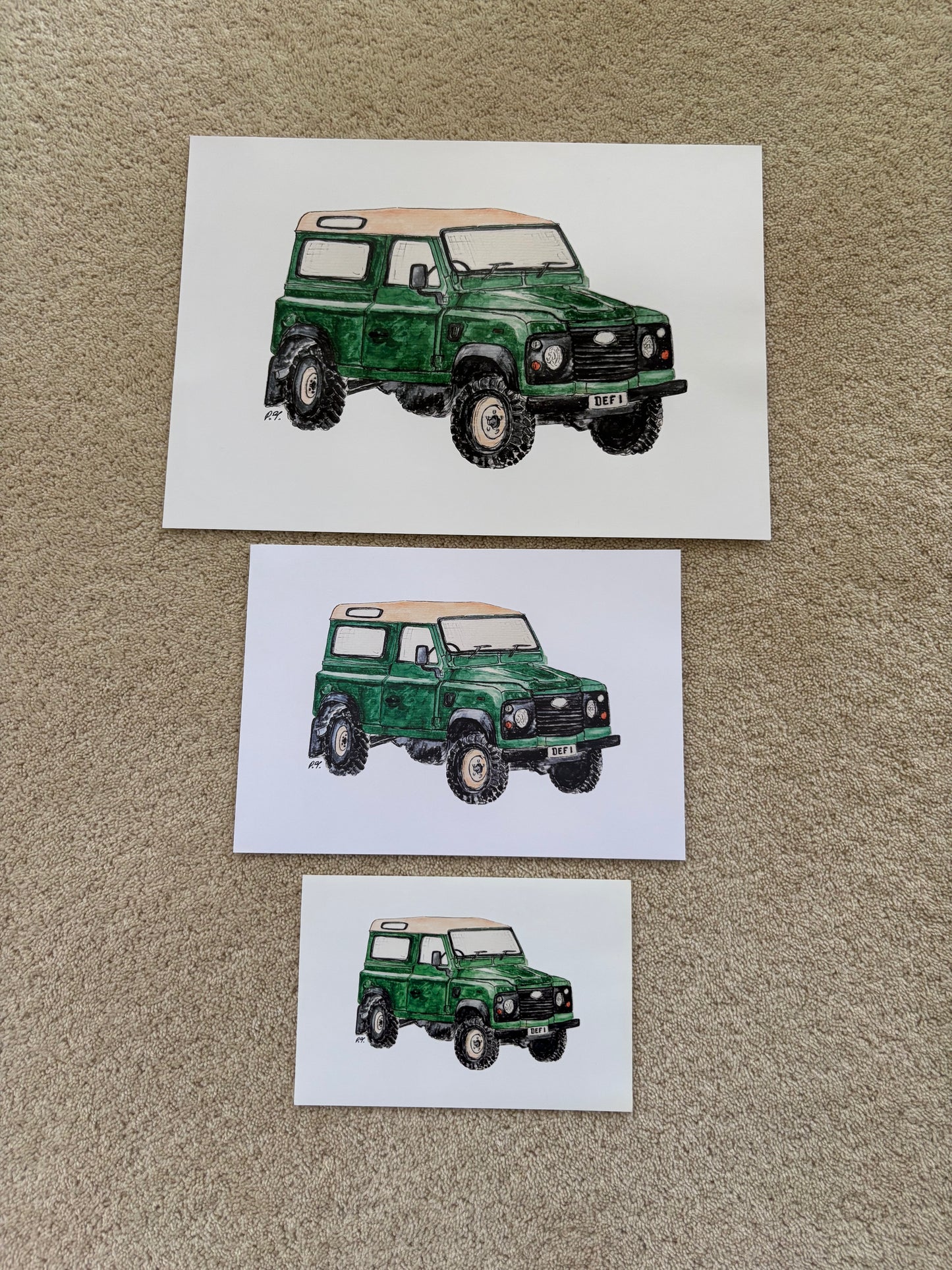 Watercolour Art Print of Vintage Car Classic British Off-Roader